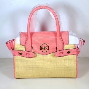 MICHAEL KORS Carmen Faux Saffiano Leather Satchel